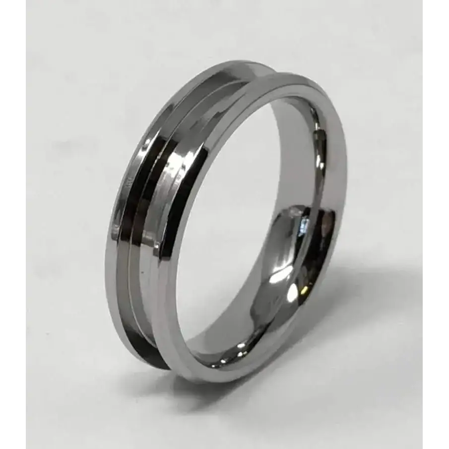 6mm Inlay Stainless Steel Ring Core (Bevelled Edge) - T 1/2 UK (USA 10) - Ring Cores