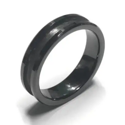 8mm Black Ceramic Inlay Ring Core - L 1/2 UK (USA 6) - Ring Cores