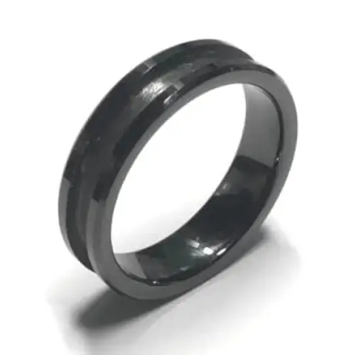 8mm Black Ceramic Inlay Ring Core - L 1/2 UK (USA 6) - Ring Cores