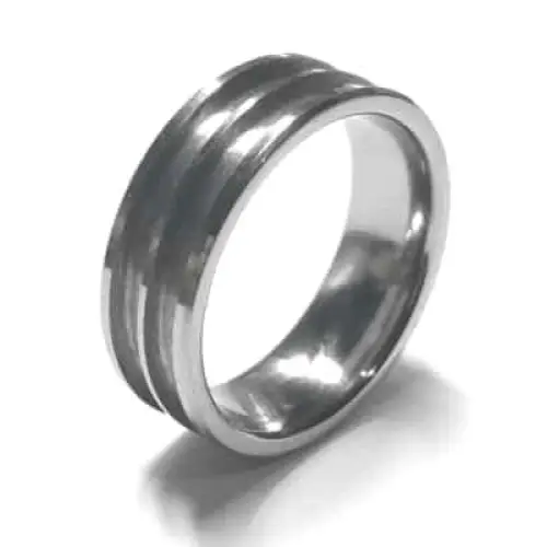 8mm Double Channel Tungsten Carbide Ring Core (Bevelled Edge) - Ring Cores