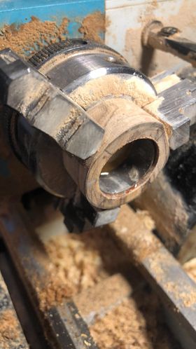 Wood turning a Bethlehem Olive ring