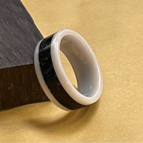 6mm Inlay White Ceramic Ring Core Greenvill Crafts